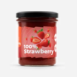 100 % Căpșuni fără zahăr adăugat, cu bucăți extra de fructe