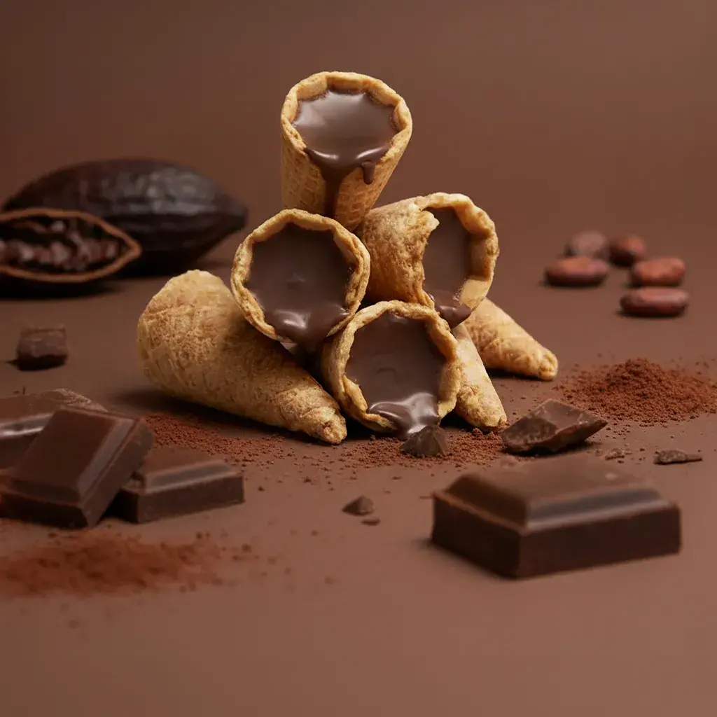 Mini cornete cu ciocolată neagră