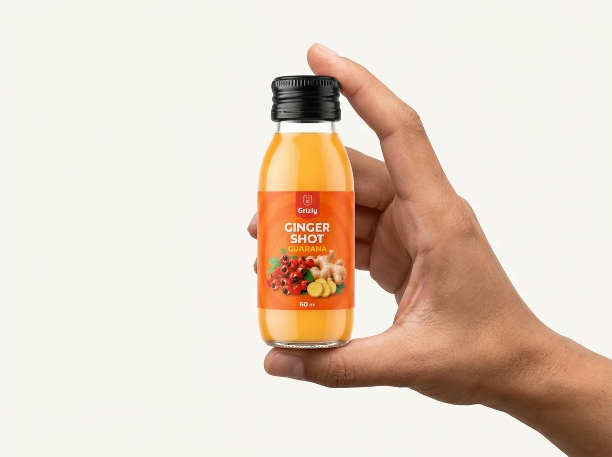 ginger shot în mână