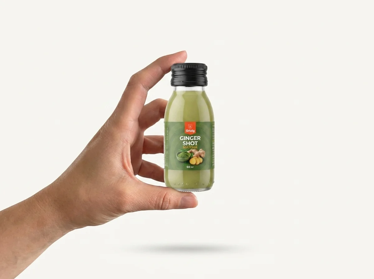 ginger shot în mână
