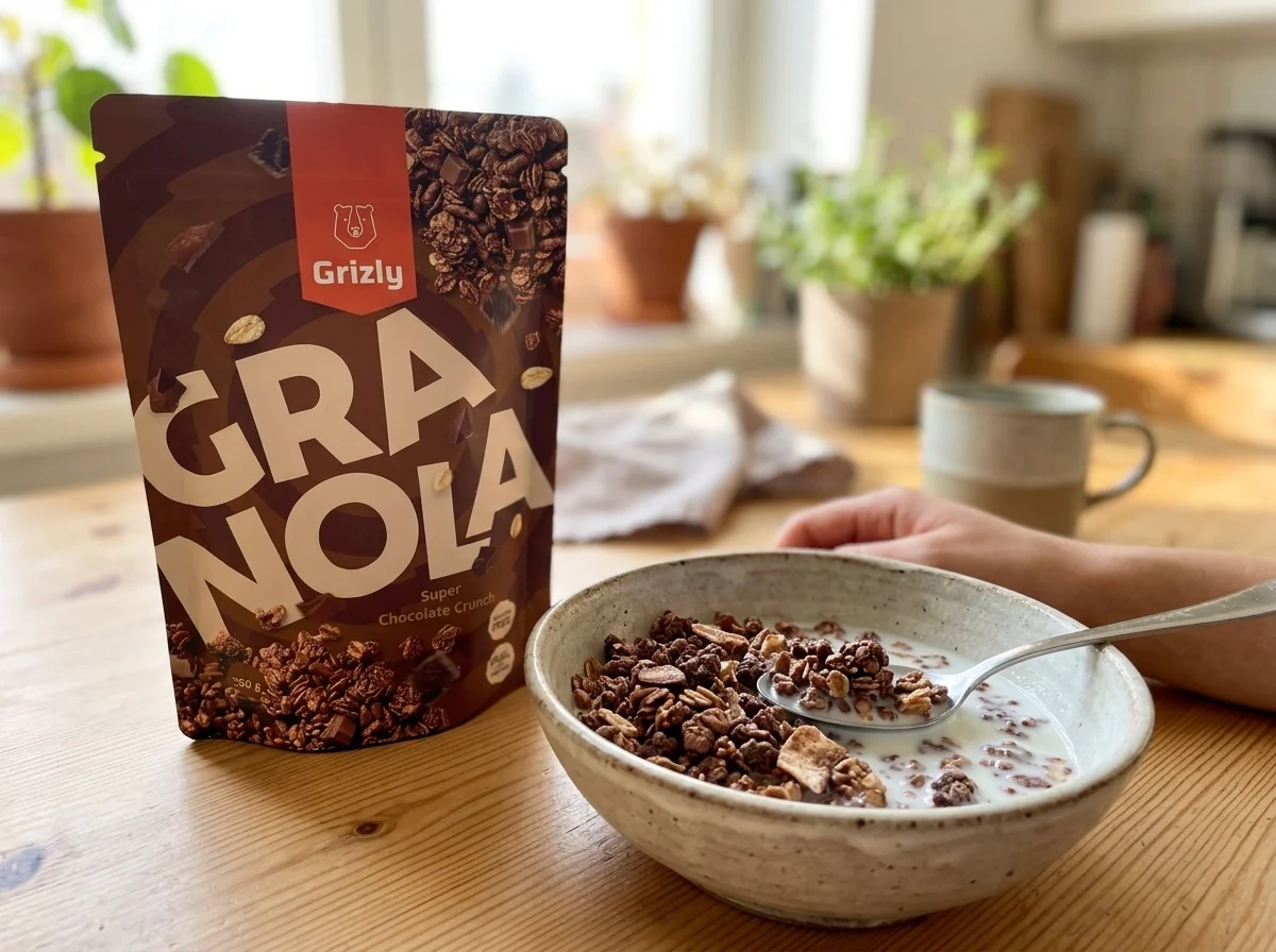 granola cu ciocolată pentru micul dejun