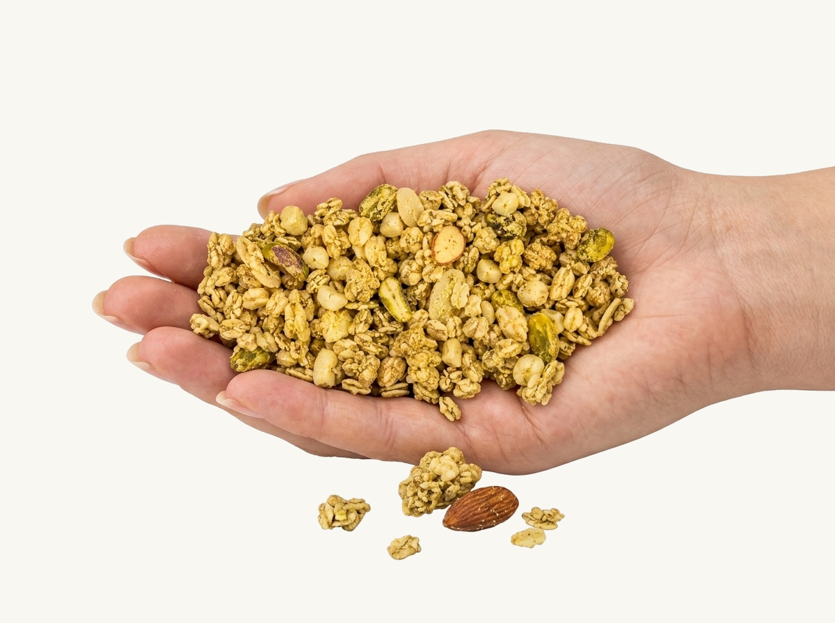 granola în palmă