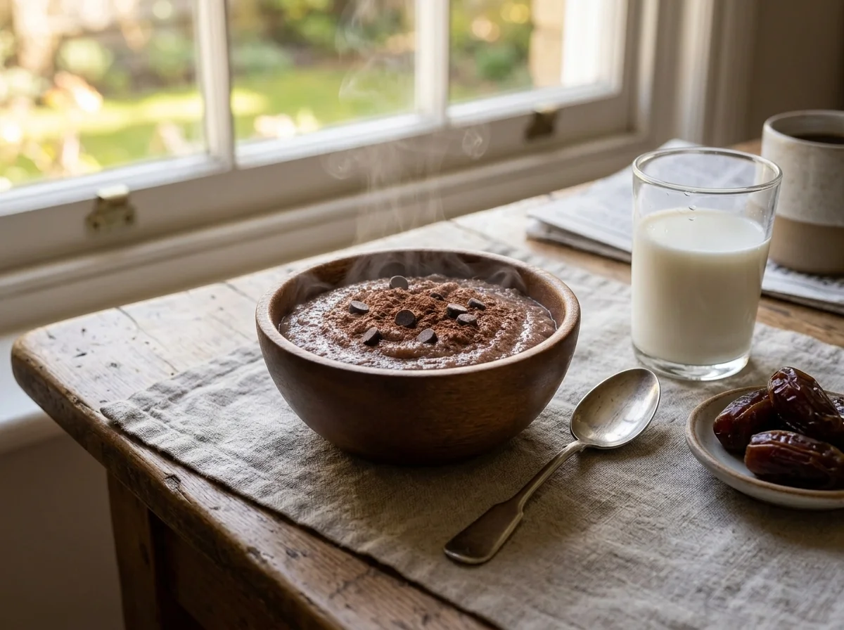 un bol cu porridge pe masă