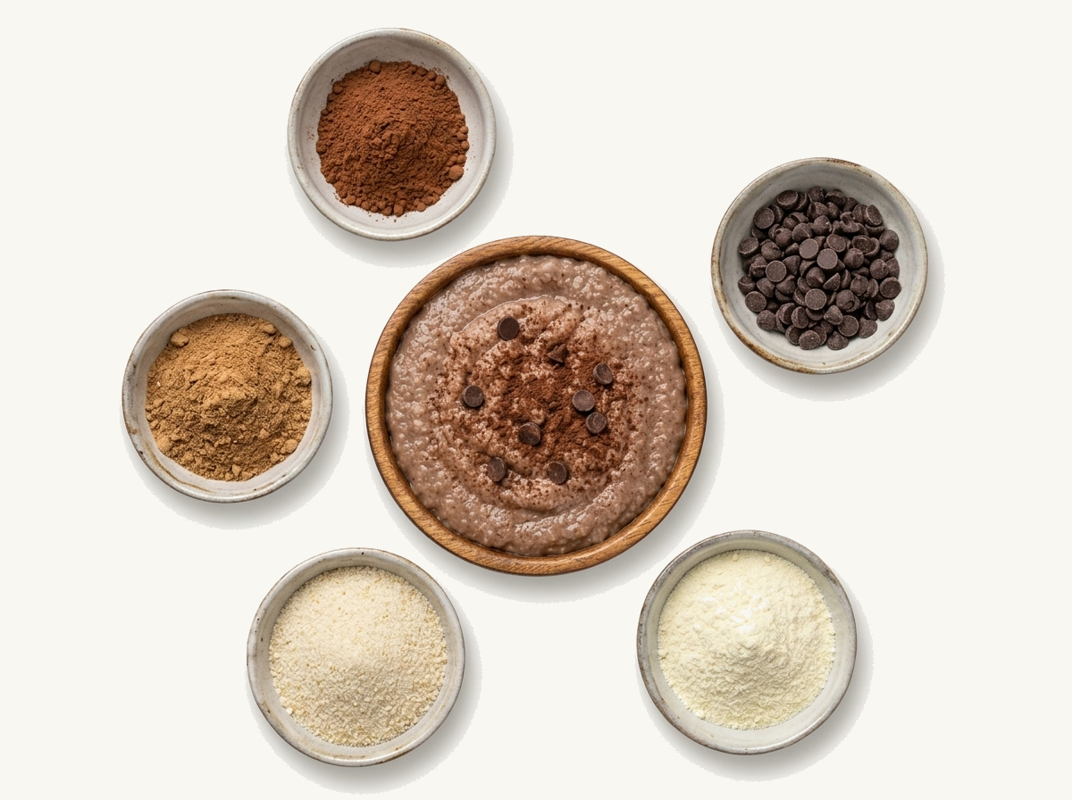 o linguriță de terci de cacao
