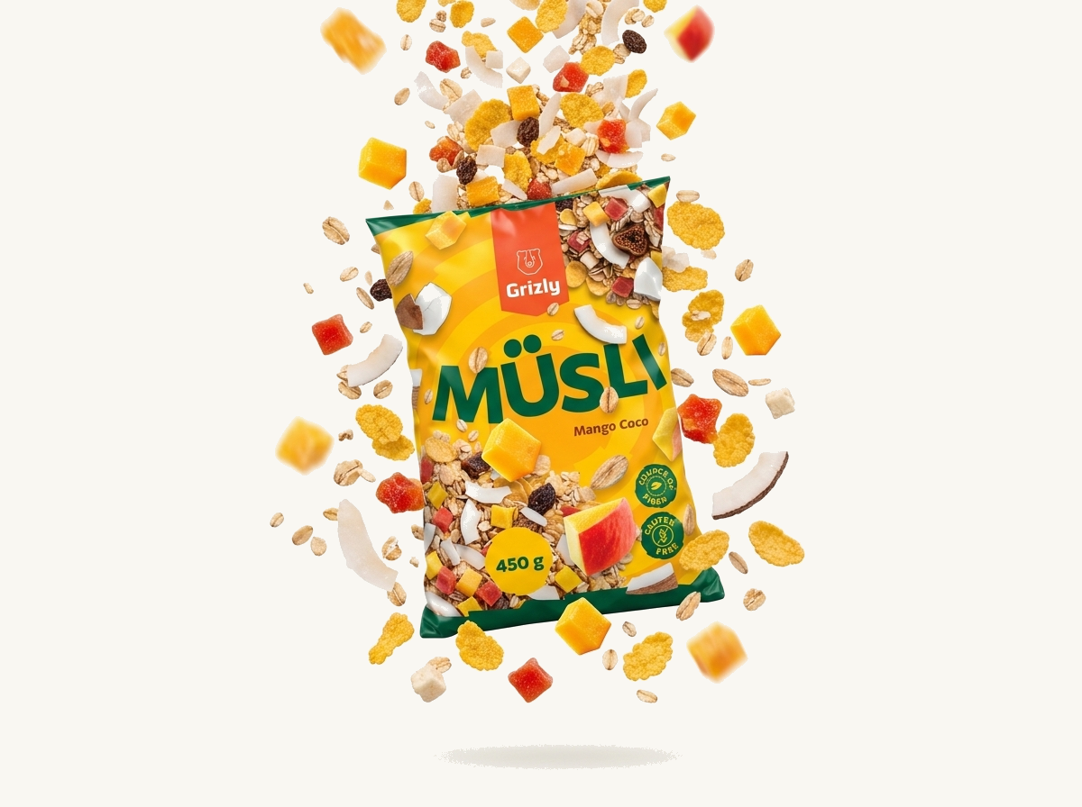 bucățele de mango și nucă de cocos în cădere