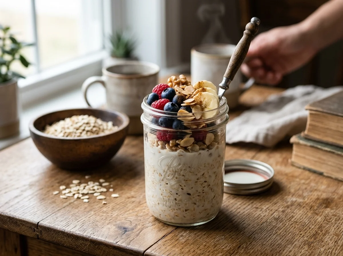 overnight oats în recipient