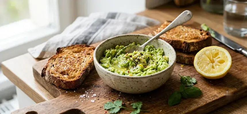 Avocado pasat cu lămâie pregătit pentru toast
