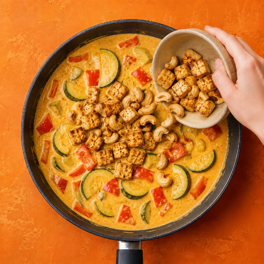 Curry vegetal cu năut, orez și legume