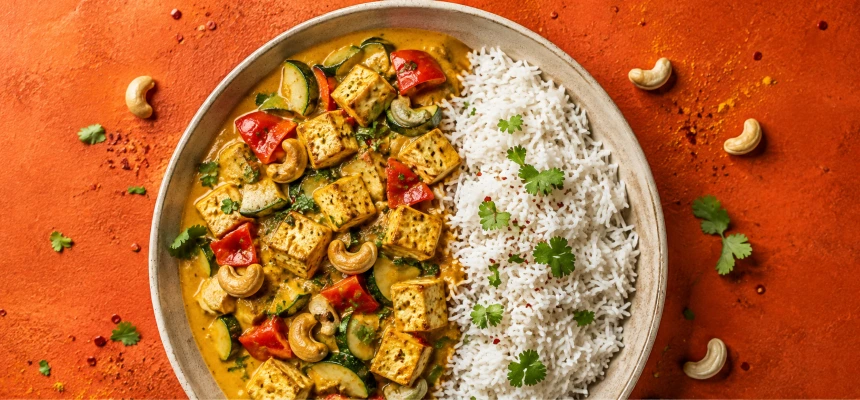 Preparat sărat plant-based cu orez, legume și ierburi aromatice