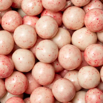 Biluțe crocante în ciocolată albă cu zmeură