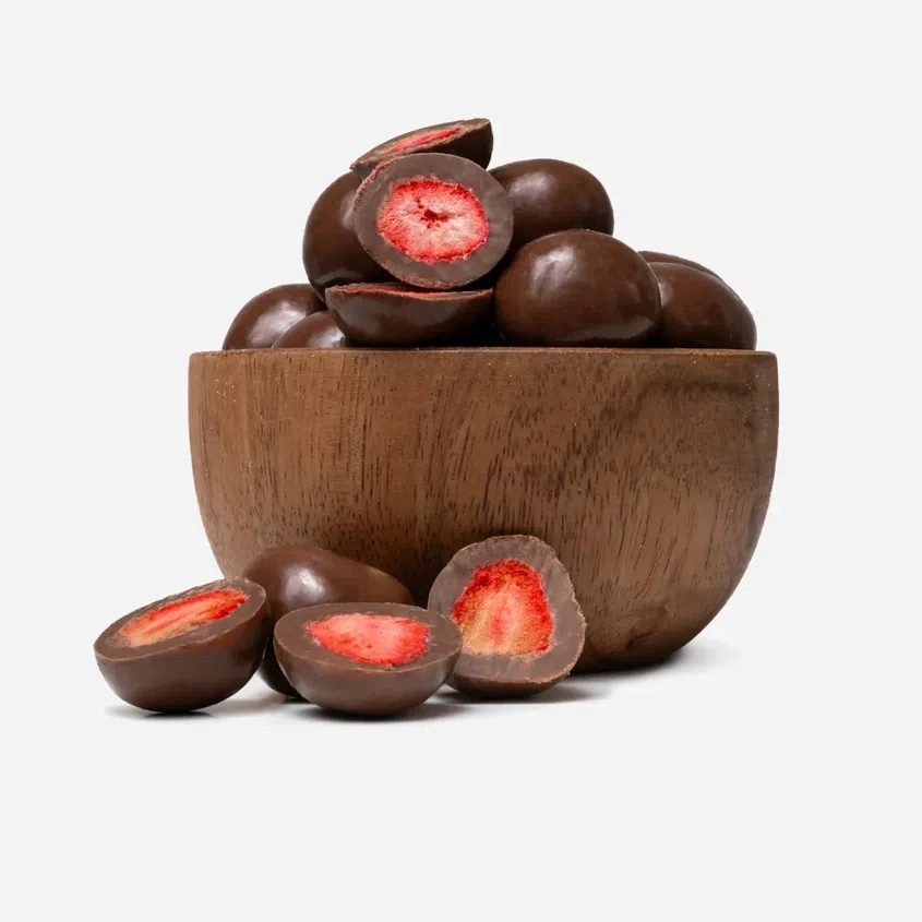 Căpșuni liofilizate în ciocolată cu lapte