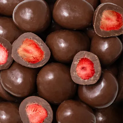 Căpșuni liofilizate în ciocolată cu lapte
