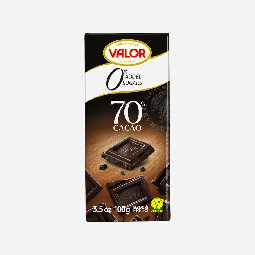 Ciocolată fără zahăr, fără gluten, neagră 70%