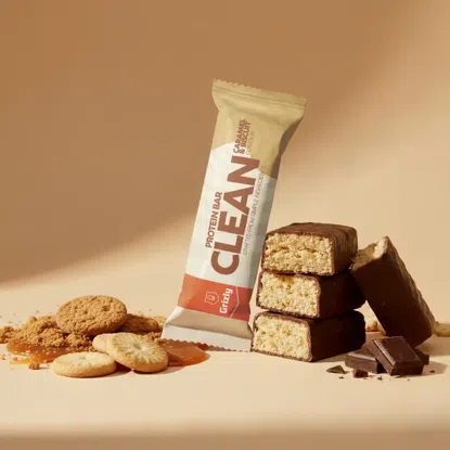 CLEAN Baton proteic cu aromă de biscuiți și caramel