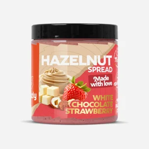 Cremă de alune cu ciocolată albă și căpșuni