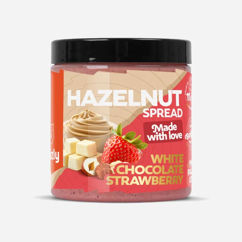 Cremă de alune cu ciocolată albă și căpșuni