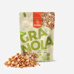 Granola cu ciocolată albă, scorțișoară și măr