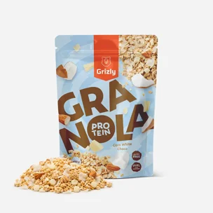 Granola cu proteine ciocolată albă și cocos