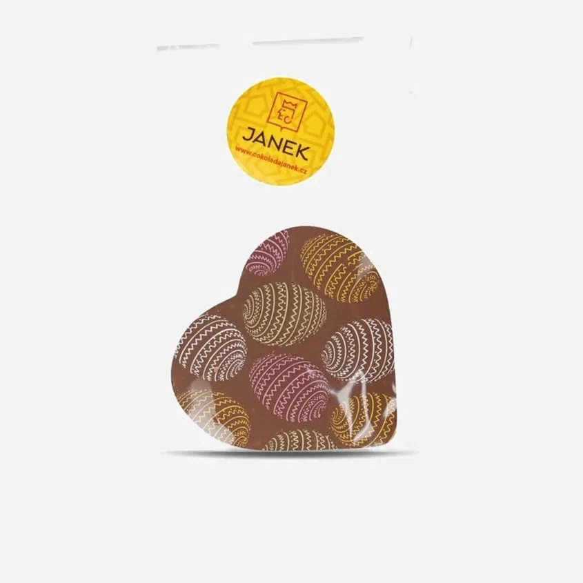 Inimioară din ciocolată cu lapte cu imprimeu de Paște