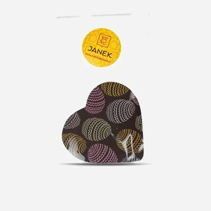 Inimioară din ciocolată neagră cu imprimeu de Paște