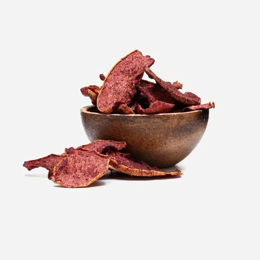 Mere uscate felii cu pudră de afine,