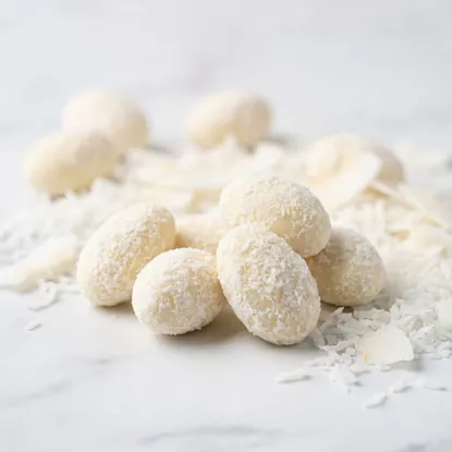 Migdale în ciocolată albă cu cocos