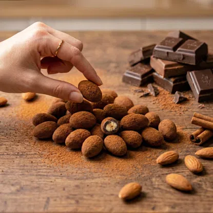 Migdale în ciocolată cu lapte și scorțișoară