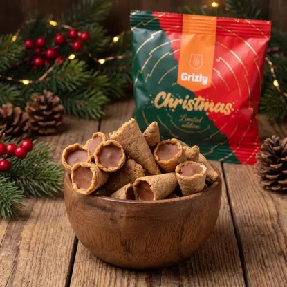 Mini cornete speculoos în ambalaj de Crăciun