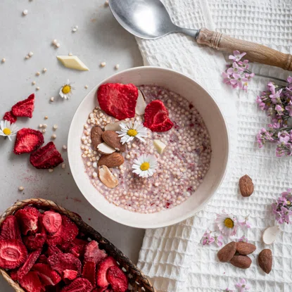 Terci de ovăz ciocolată albă & căpșuni