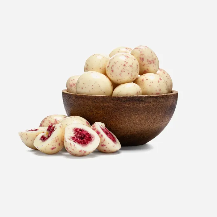 Zmeură liofilizate în înveliș de iaurt cu ciocolată